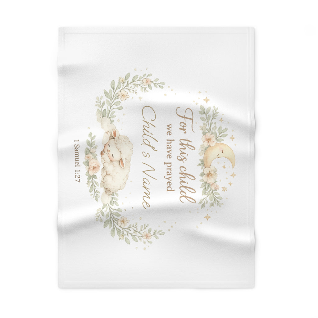 Personalized Baby Blanket - "For this child we have prayed" Floral Nursery Fleece