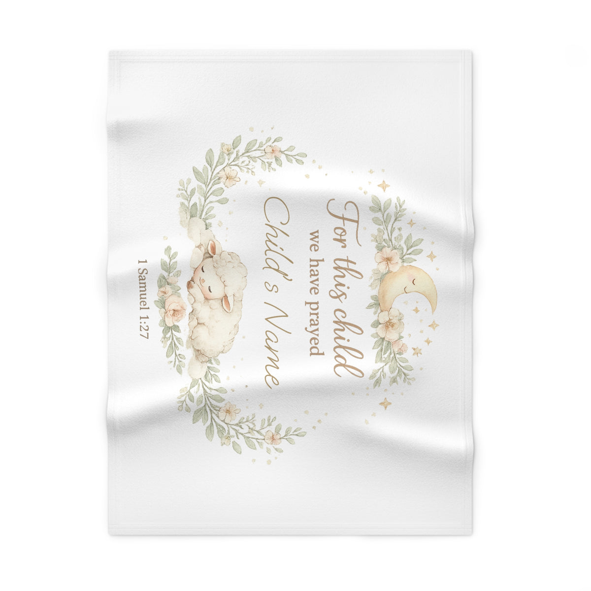 Personalized Baby Blanket - "For this child we have prayed" Floral Nursery Fleece