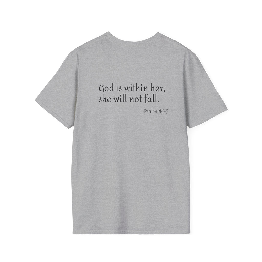 Personalized Mama T-Shirt — 'God is within her, she will not fall' Psalm 46:5 Christian Mom Tee
