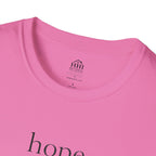 T-Shirt — 'hope' Script Tee with Cross Minimalist Christian Faith Design