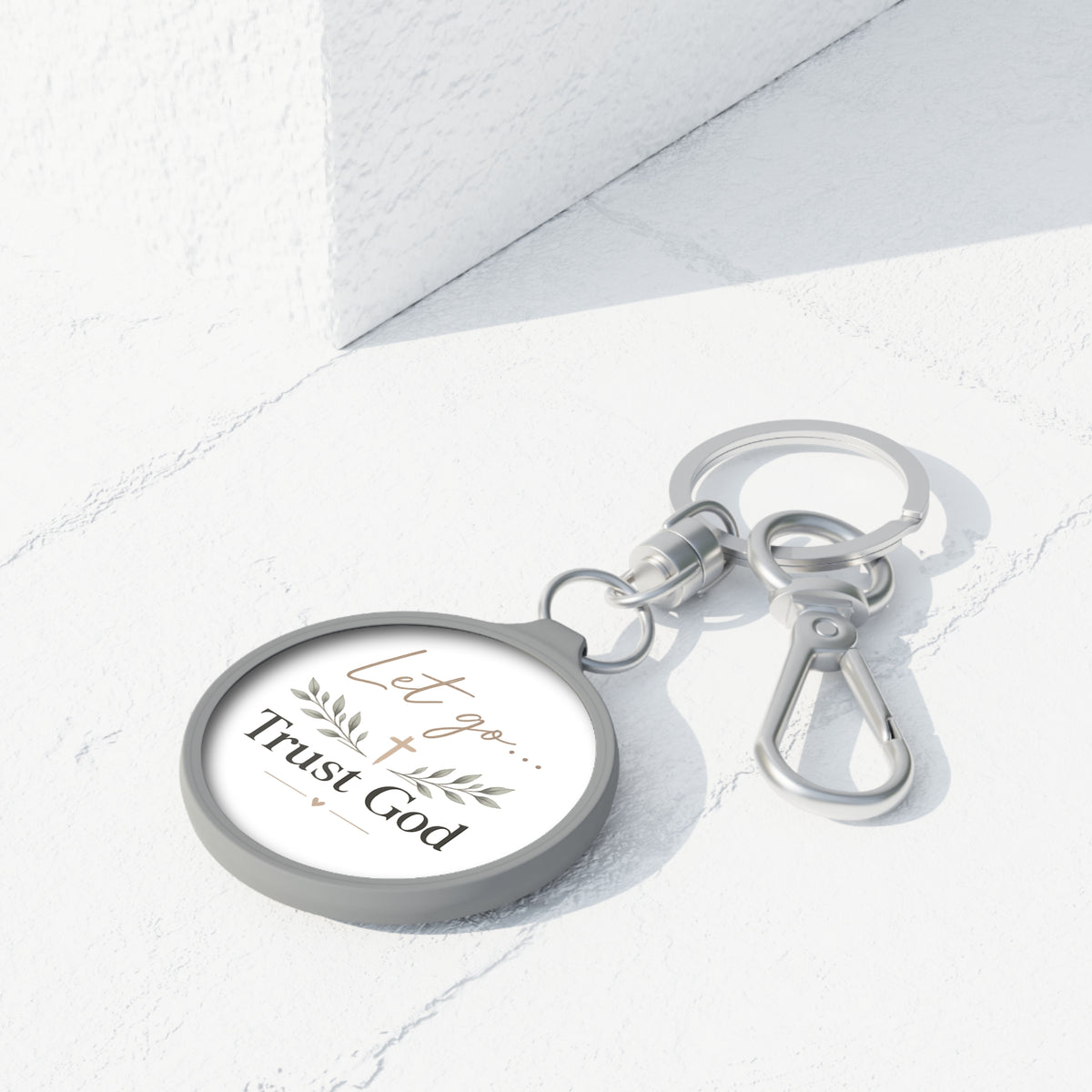 Trust God Keyring Tag — "Let Go... Trust God" Inspirational Christian Keychain