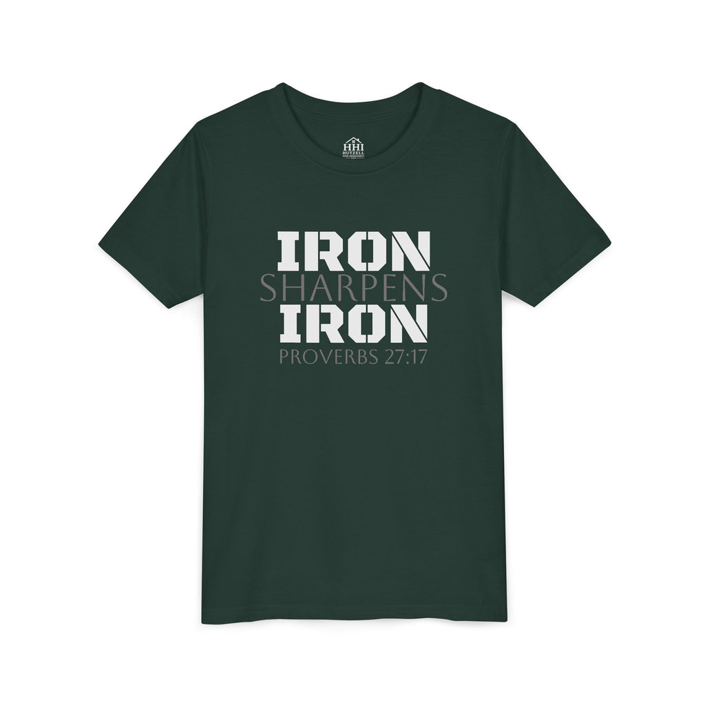 Youth Tee — "Iron Sharpens Iron" Proverbs 27:17 Christian Shirt