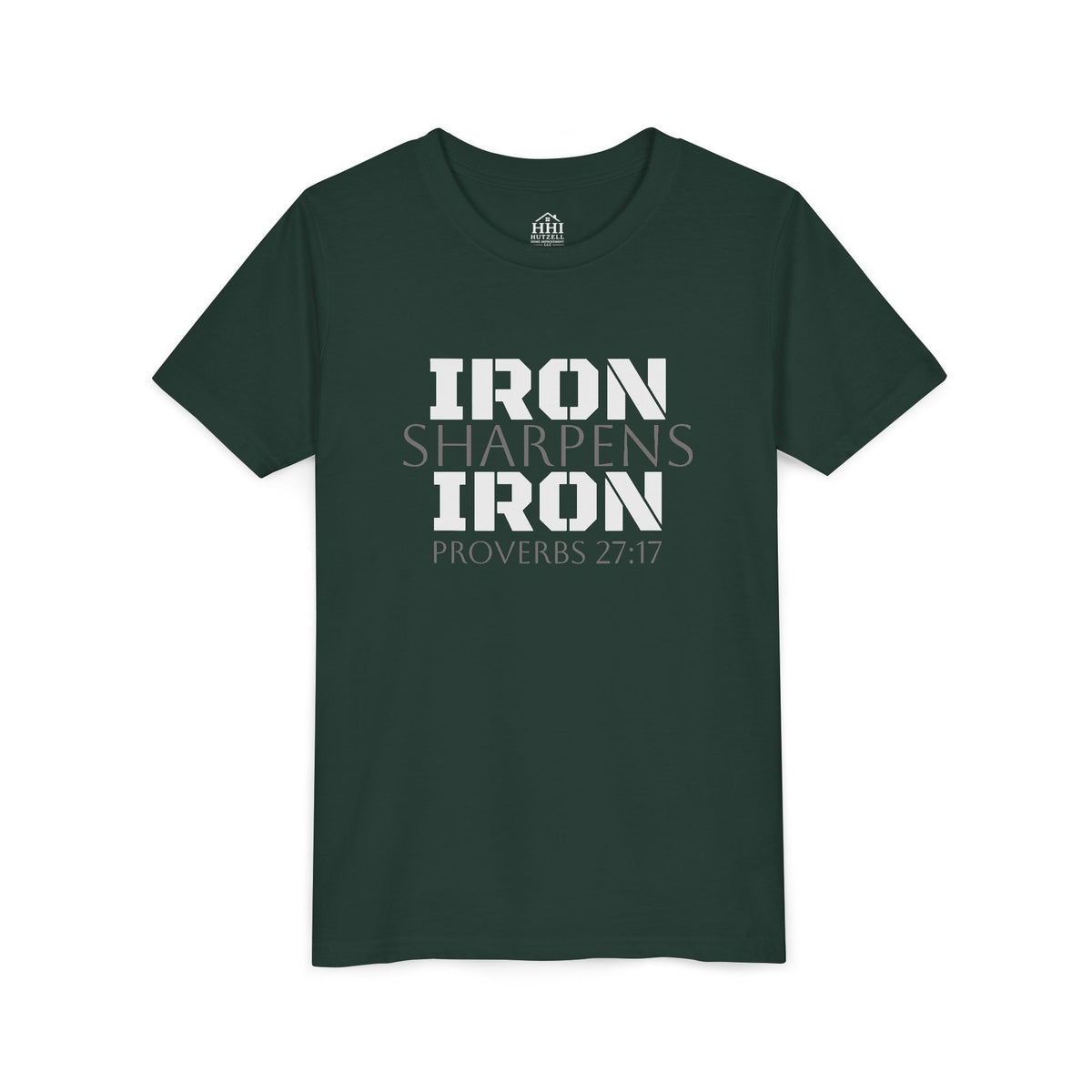 Youth Tee — "Iron Sharpens Iron" Proverbs 27:17 Christian Shirt