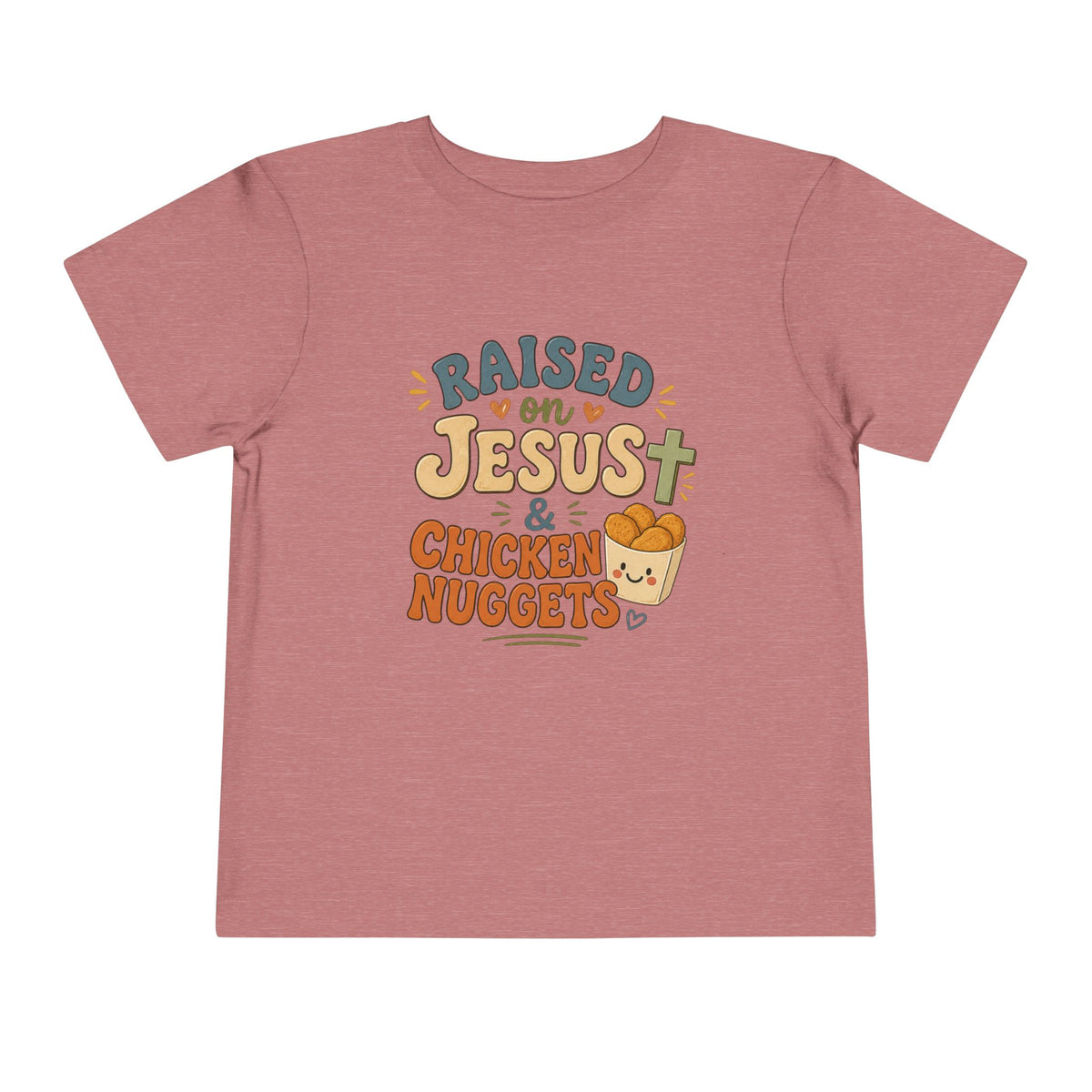 Toddler Tee – “Raised on Jesus & Chicken Nuggets” Cute Faith Kids Shirt