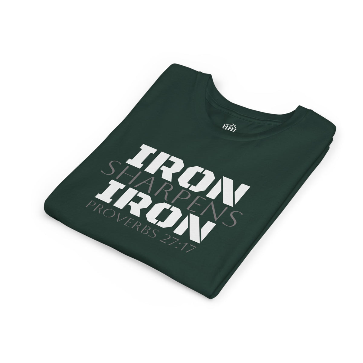 Youth Tee — "Iron Sharpens Iron" Proverbs 27:17 Christian Shirt