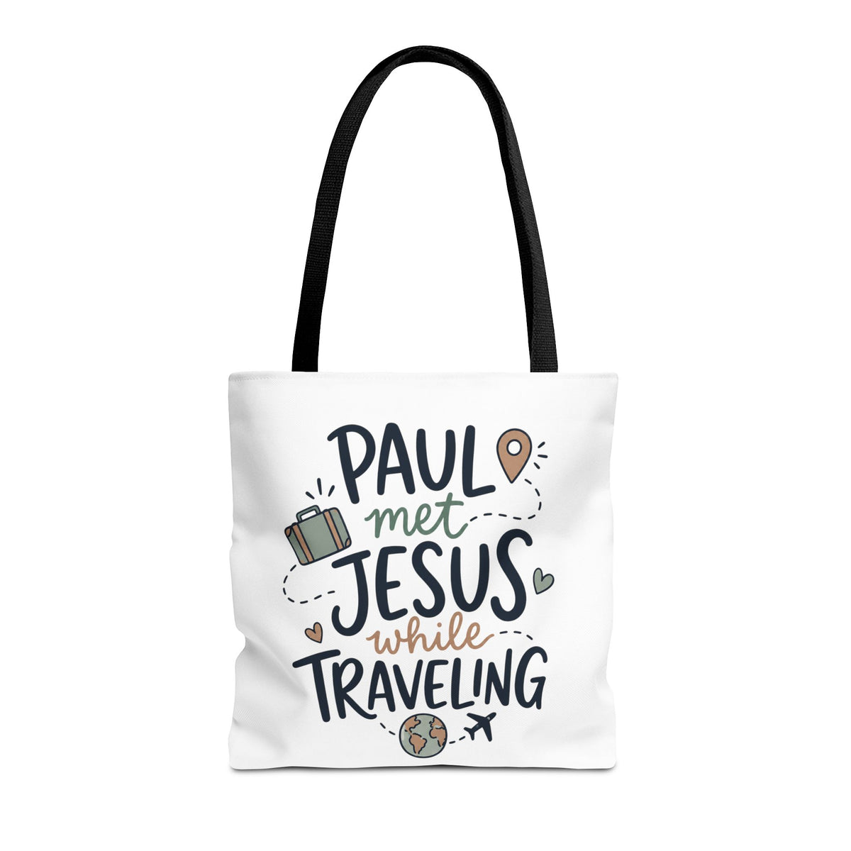 Tote Bag — "Paul Met Jesus While Traveling" Christian Travel Tote