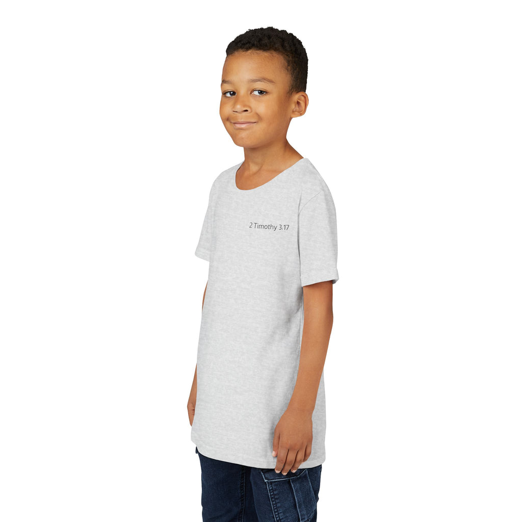 Equipped Youth Tee – Christian Kids T-Shirt with Cross & 2 Timothy 3:17