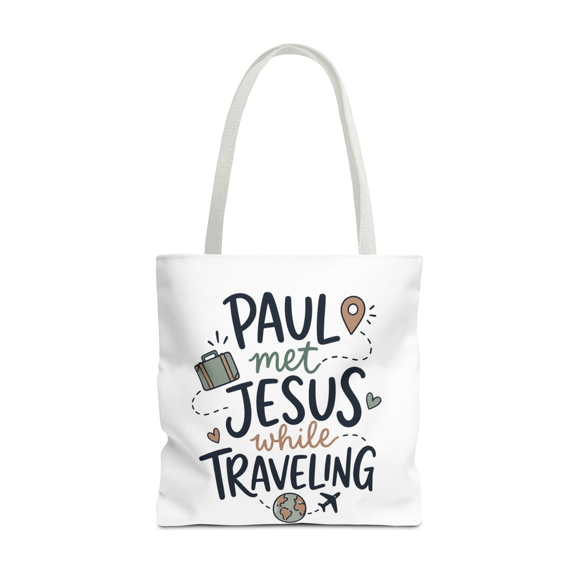 Tote Bag — "Paul Met Jesus While Traveling" Christian Travel Tote