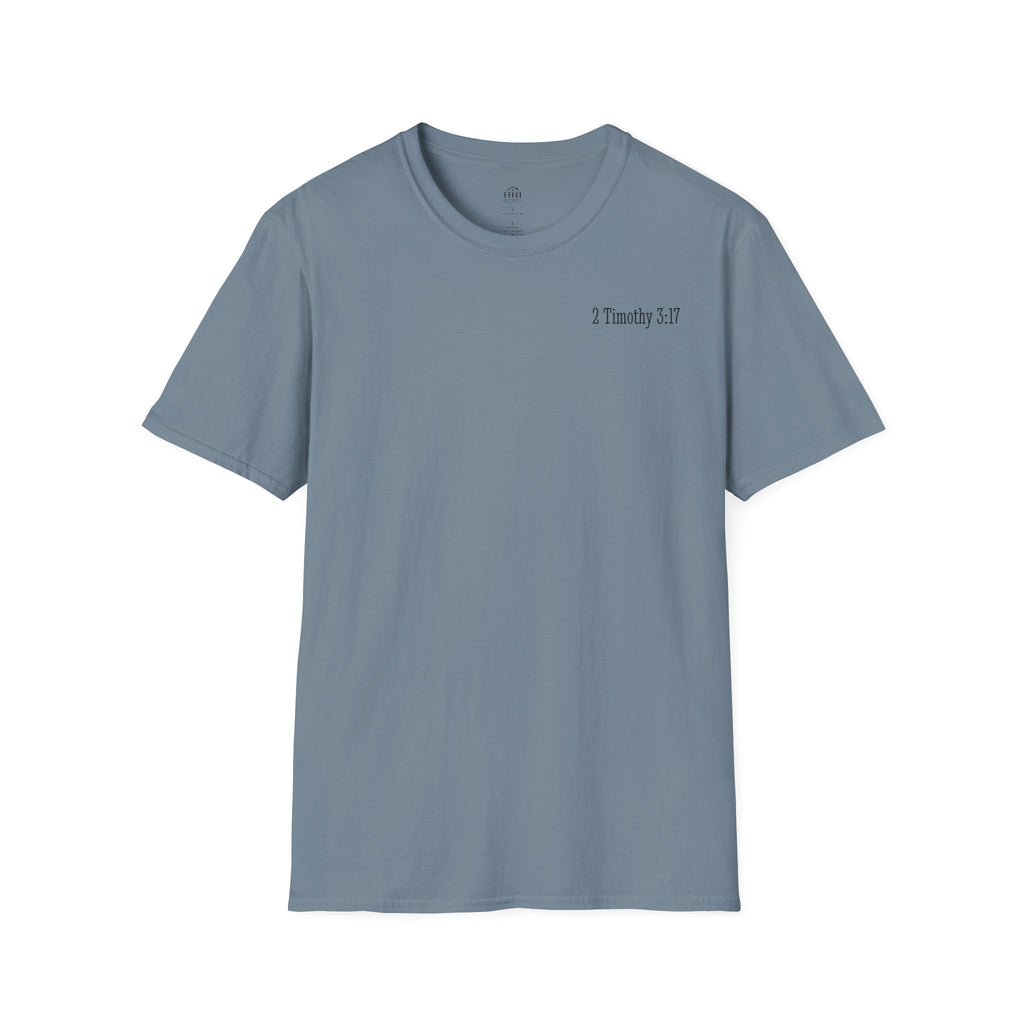 Equipped Cross T-Shirt — Christian Faith Shirt with 'Equipped' Back Print and 2 Timothy 3:17 Chest