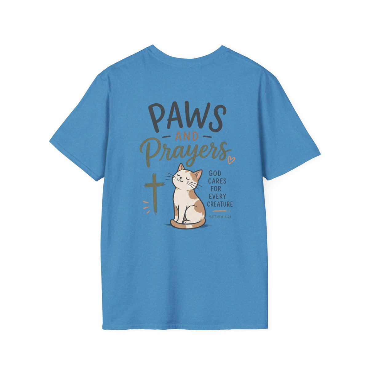 Cat 'Paws and Prayers' T-Shirt — Cute Christian Cat Graphic Tee