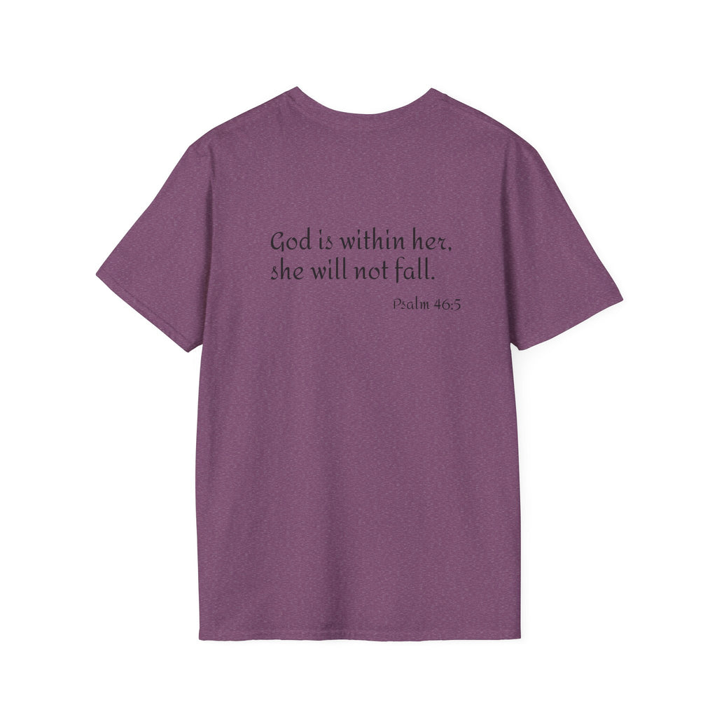 Personalized Mama T-Shirt — 'God is within her, she will not fall' Psalm 46:5 Christian Mom Tee