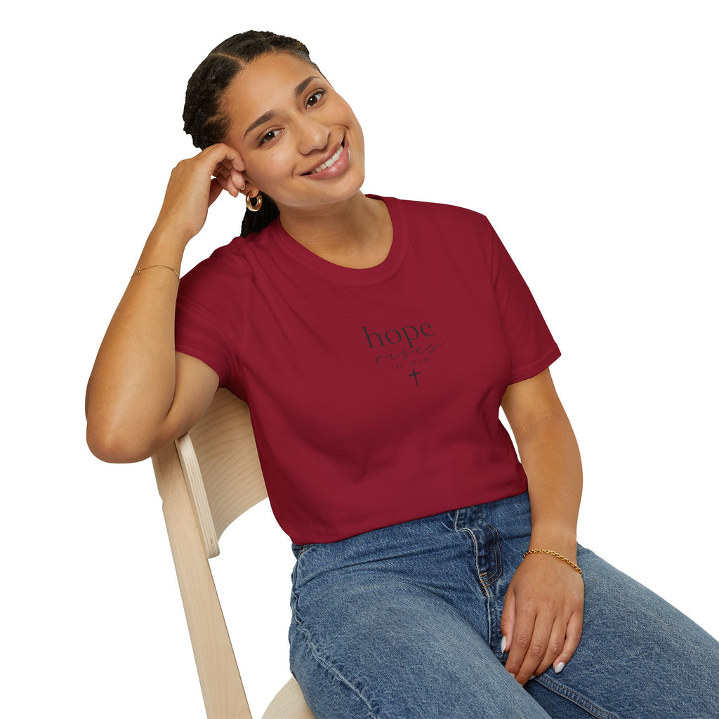 T-Shirt — 'hope' Script Tee with Cross Minimalist Christian Faith Design