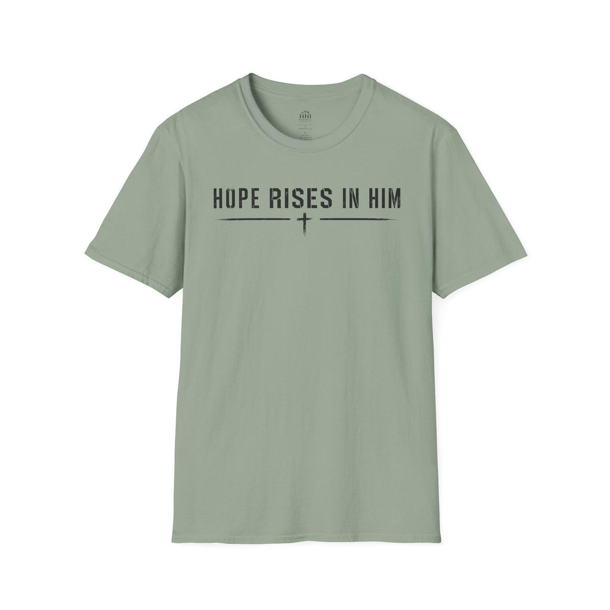 Hope Rises In Him T-Shirt — Christian Faith Inspirational Tee with Cross